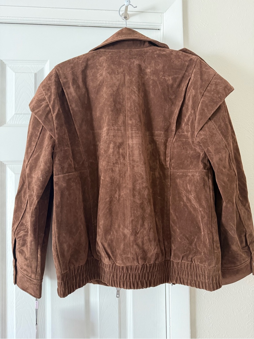 Avec Les Filles Faux Suede Layered Bomber Jacket size Medium Brunette - Picture 8 of 12